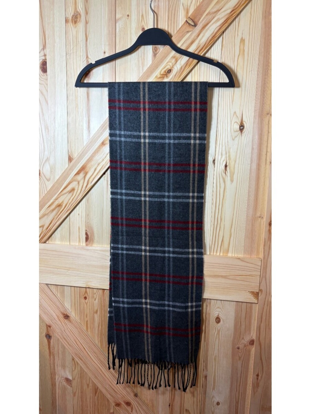 Cejon 100% Acrylic Plaid Scarf with Fringe NWT